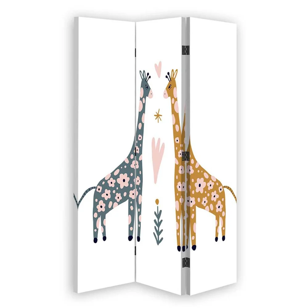 Raumteiler, doppelseitig drehbar, mit farbigen Giraffen Feeby