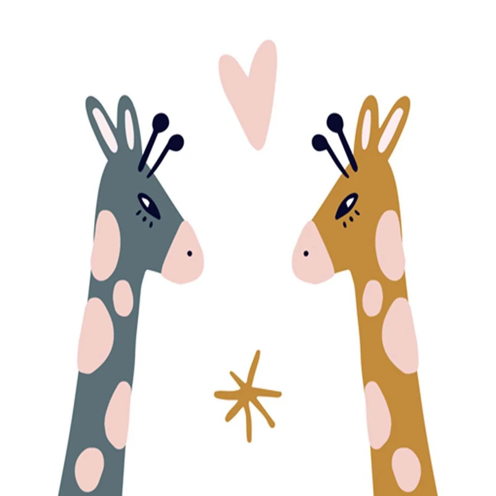 Raumteiler, doppelseitig drehbar, mit farbigen Giraffen Feeby