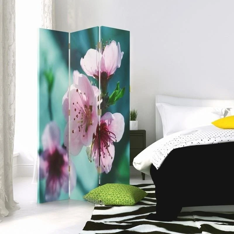 Raumteiler, doppelseitig drehbar, Nahaufnahme einer Kirschblüte Feeby