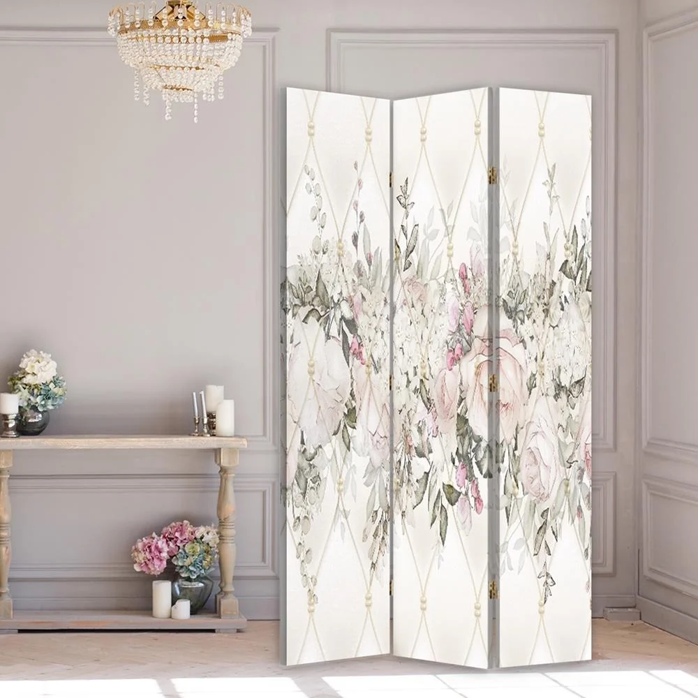 Raumteiler, doppelseitig drehbar, Pastellblumen Feeby