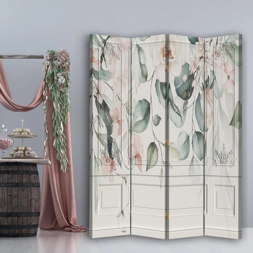 Raumteiler, doppelseitig drehbar, Pastellblumen Feeby