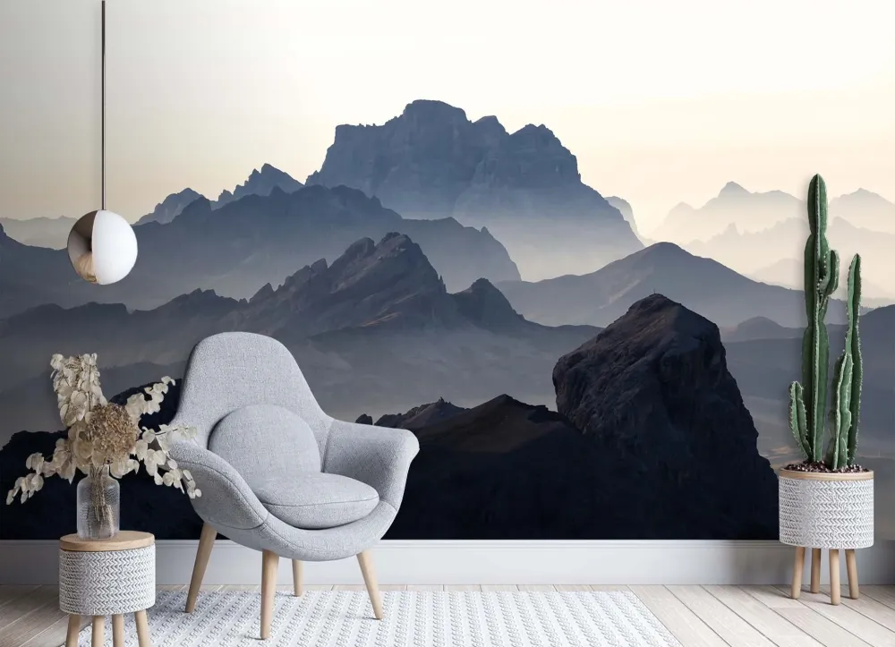 Tapete, Berge im Nebel 100x70 Feeby