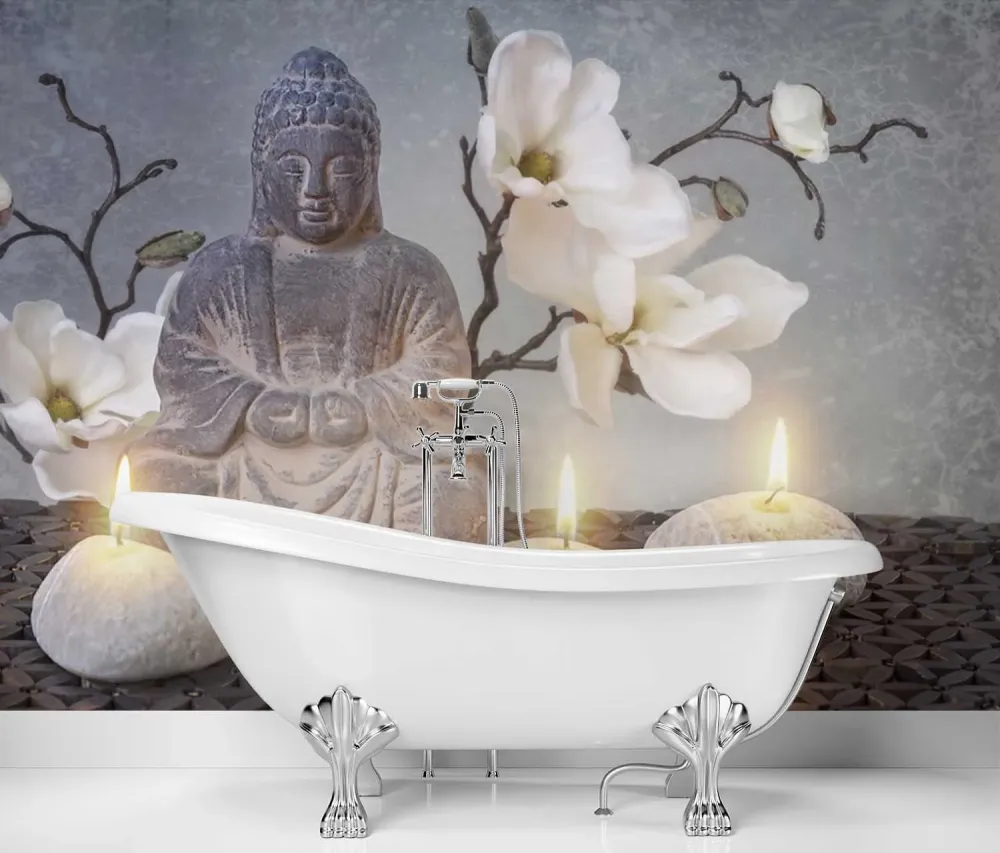 Tapete, Buddha mit Kerzen 100x70 Feeby