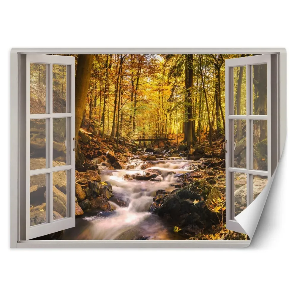 Tapete, Fenster – Waldbach Natur 140x100 Feeby