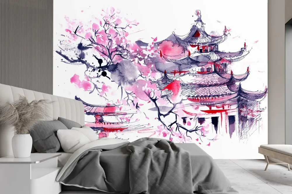 Tapete, Japanische Pagode 100x70 Feeby