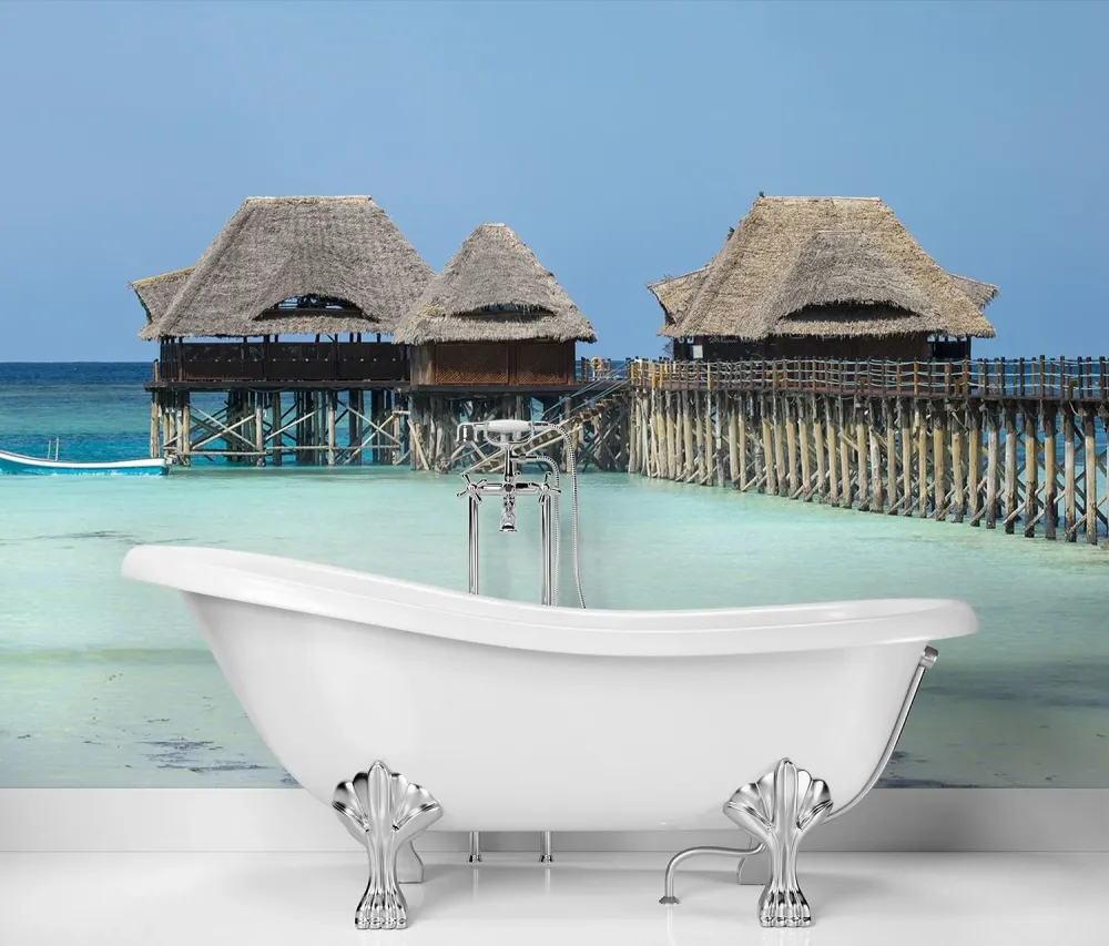 Tapete, Malediven Tropenhütten am Wasser 100x70 Feeby