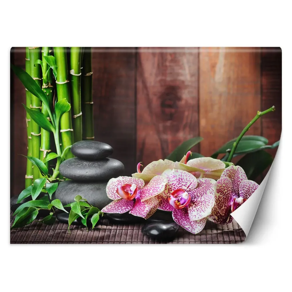 Tapete, Orchidee mit Bambus 100x70 Feeby