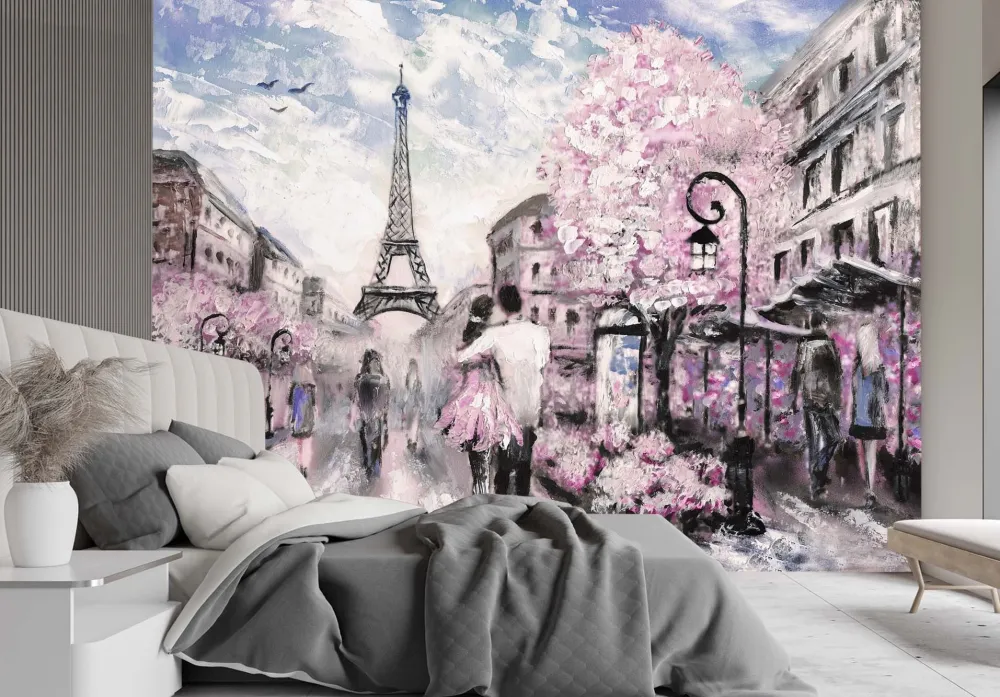 Tapete, Paar Paris Rosa gestrichen 100x70 Feeby