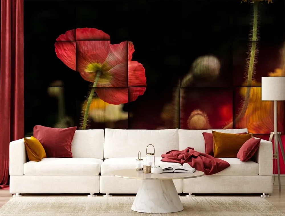 Tapete, Rote Mohnblume 100x70 Feeby