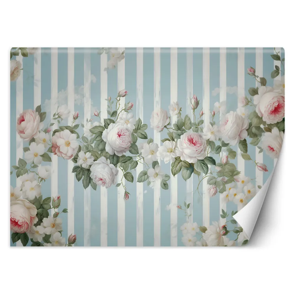 Tapete, weiße Blumen Vintage 100x70 Feeby