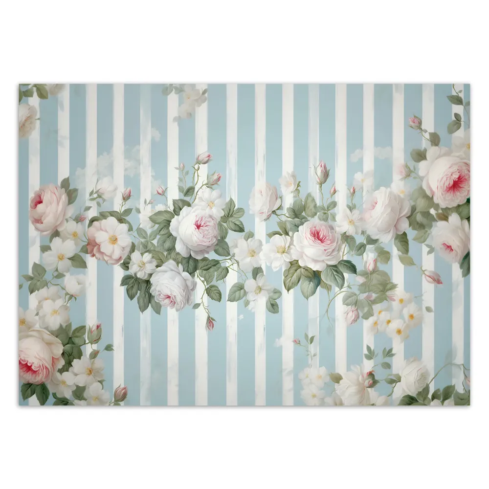 Tapete, weiße Blumen Vintage 100x70 Feeby