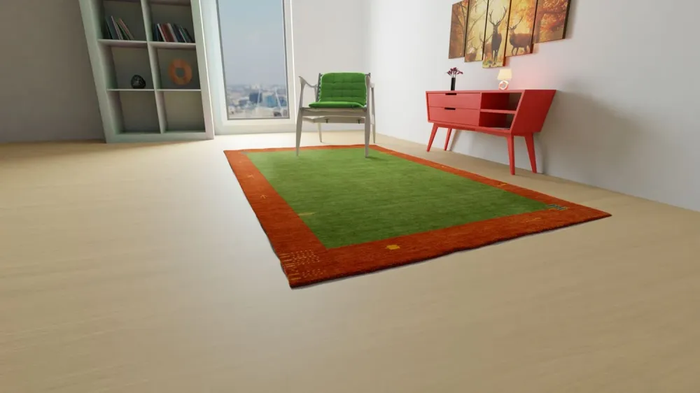 Gabbeh Teppich - Indus 300 x 250 cm - grün