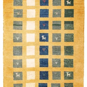 Gabbeh Teppich - Loribaft Perser 118 x 84 cm - senfgelb