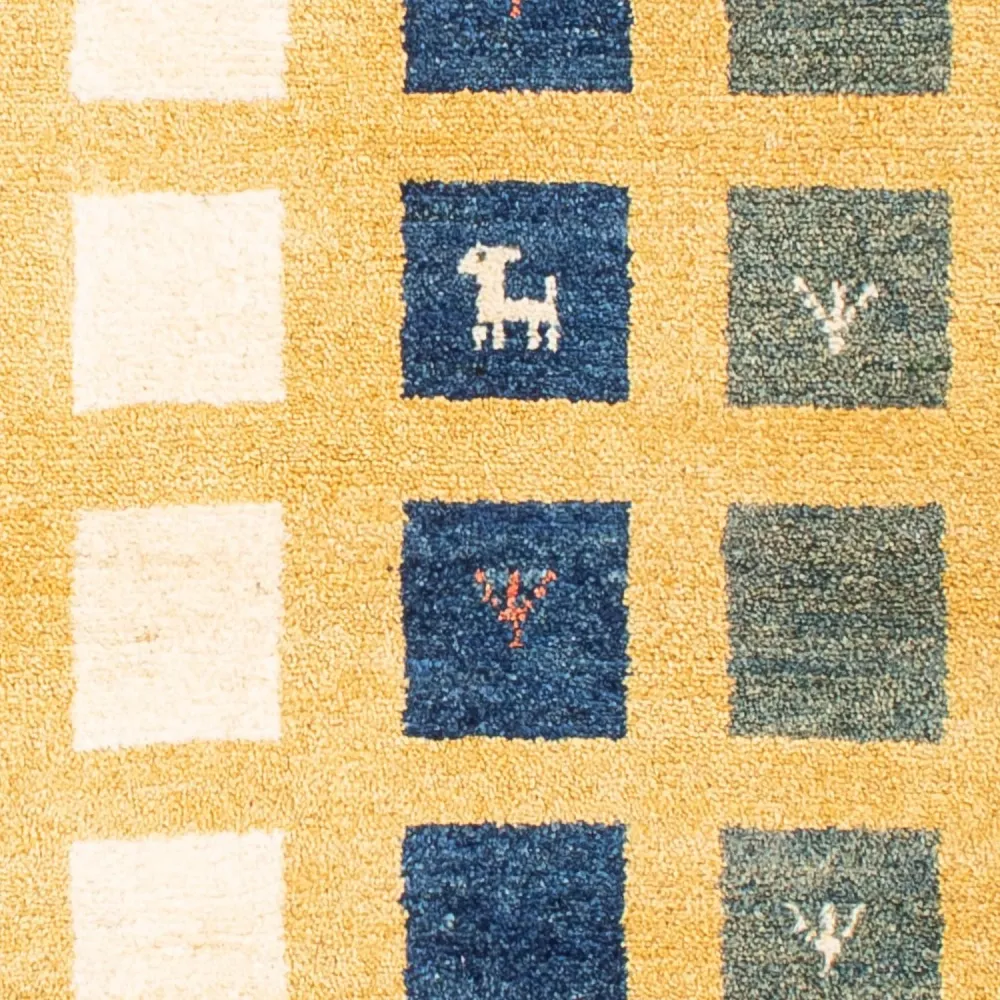 Gabbeh Teppich - Loribaft Perser 118 x 84 cm - senfgelb