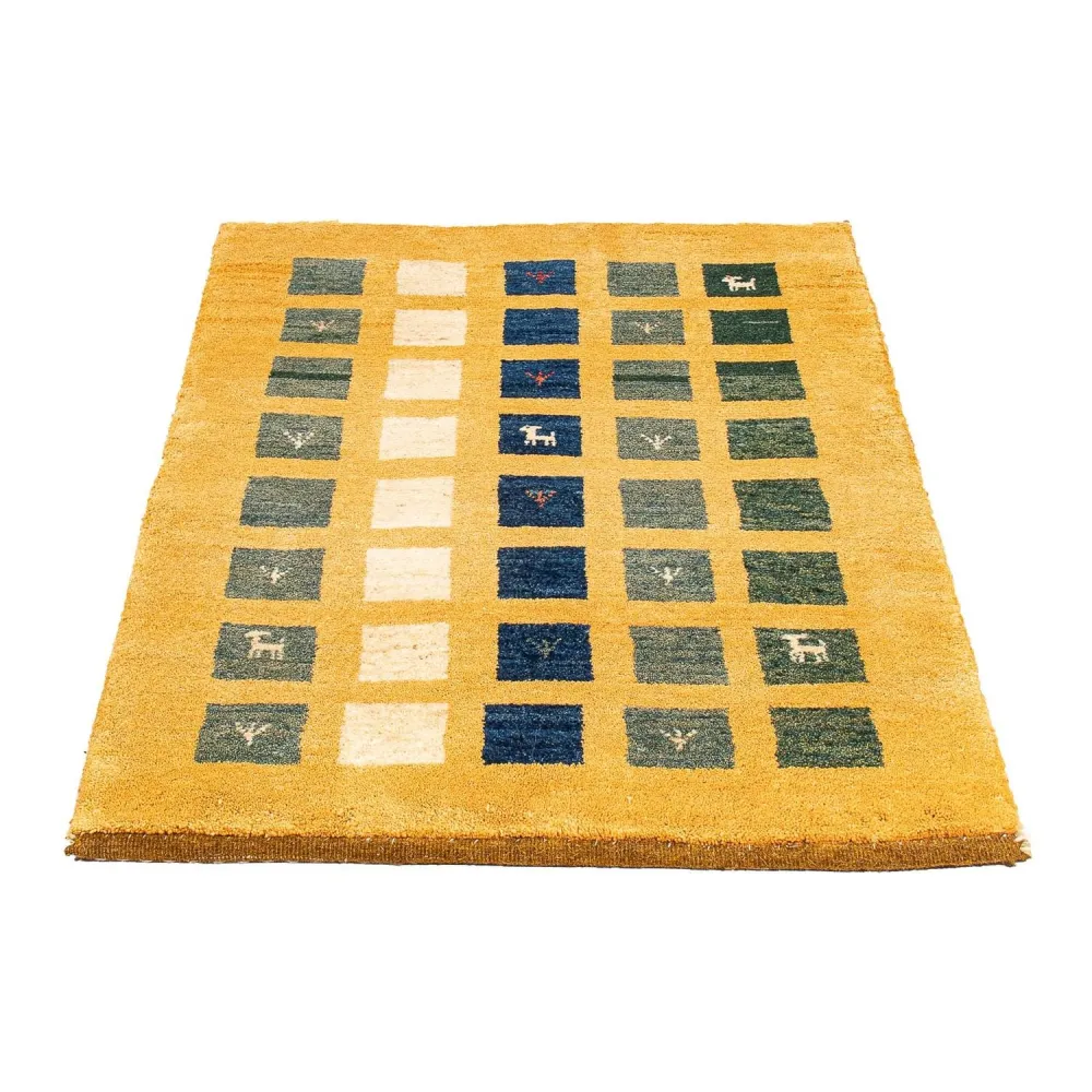 Gabbeh Teppich - Loribaft Perser 118 x 84 cm - senfgelb