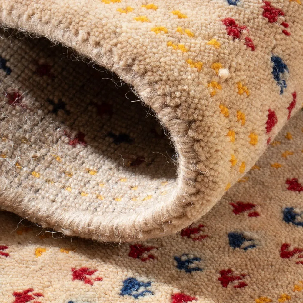 Gabbeh Teppich - Loribaft Softy - 90 x 60 cm - hellbeige