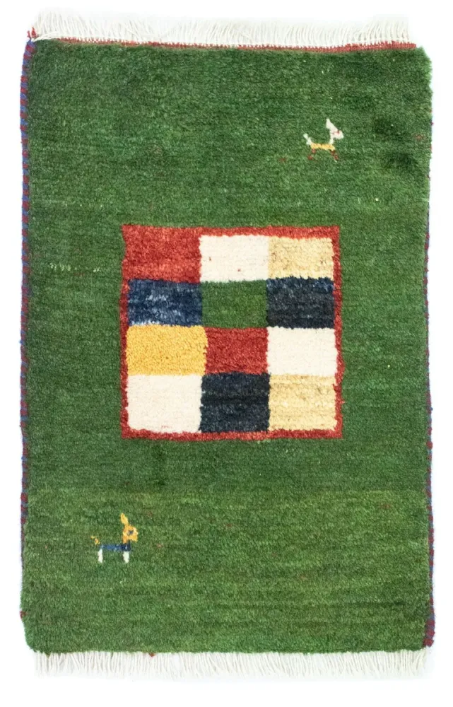Gabbeh Teppich - Perser 60 x 40 cm - grün