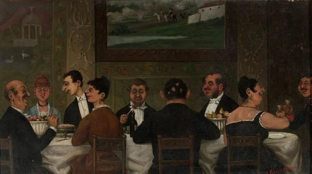 Gemälde Abendessen einem wohlhabenden jüdischen Haus Krakau – Józef Wincenty Kruszewski | Kunstdruck