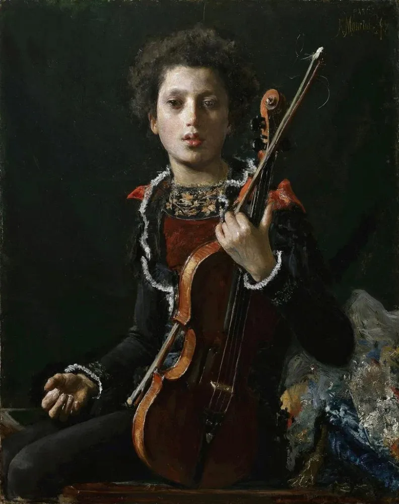 Gemälde Akrobat mit Violine - Antonio Mancini | Kunstdruck