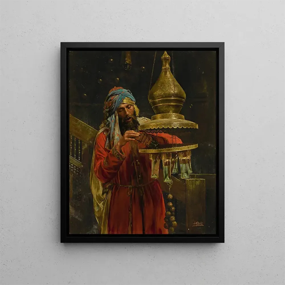 Gemälde Allumer la lampe - Antonio Fabrés | Kunstdruck