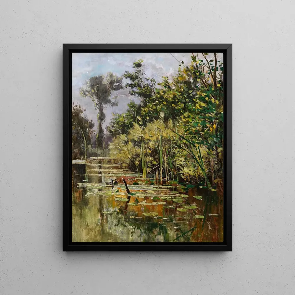 Gemälde Altwasser mit Enten im Herbst - Karl Hagemeister | Kunstdruck
