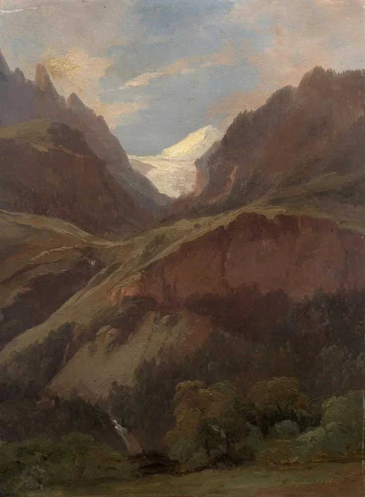 Gemälde Ansicht auf das Wetterhorn und den Reichenbach von Meiringen - Alexandre Calame | Kunstdruck