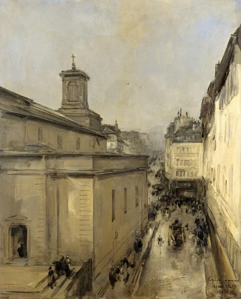 Gemälde Ansicht der Kirche Notre-Dame de Lorette und der Fléchierstraße Paris - Antoine Vollon | Kunstdruck