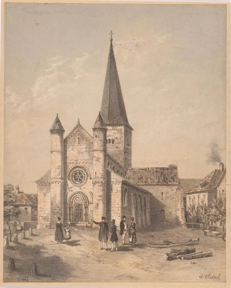 Gemälde Ansicht der Kirche Saint-Adelphe Neuwiller-lès-Saverne - Adolphe Hastrel de Rivedoux | Kunstdruck
