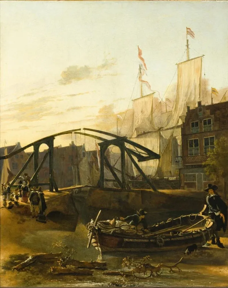 Gemälde Ansicht eines Hafens Schiedam - Adam Pynacker | Kunstdruck