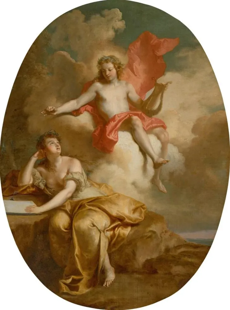 Gemälde Apollon und eine Muse - Auger Lucas | Kunstdruck
