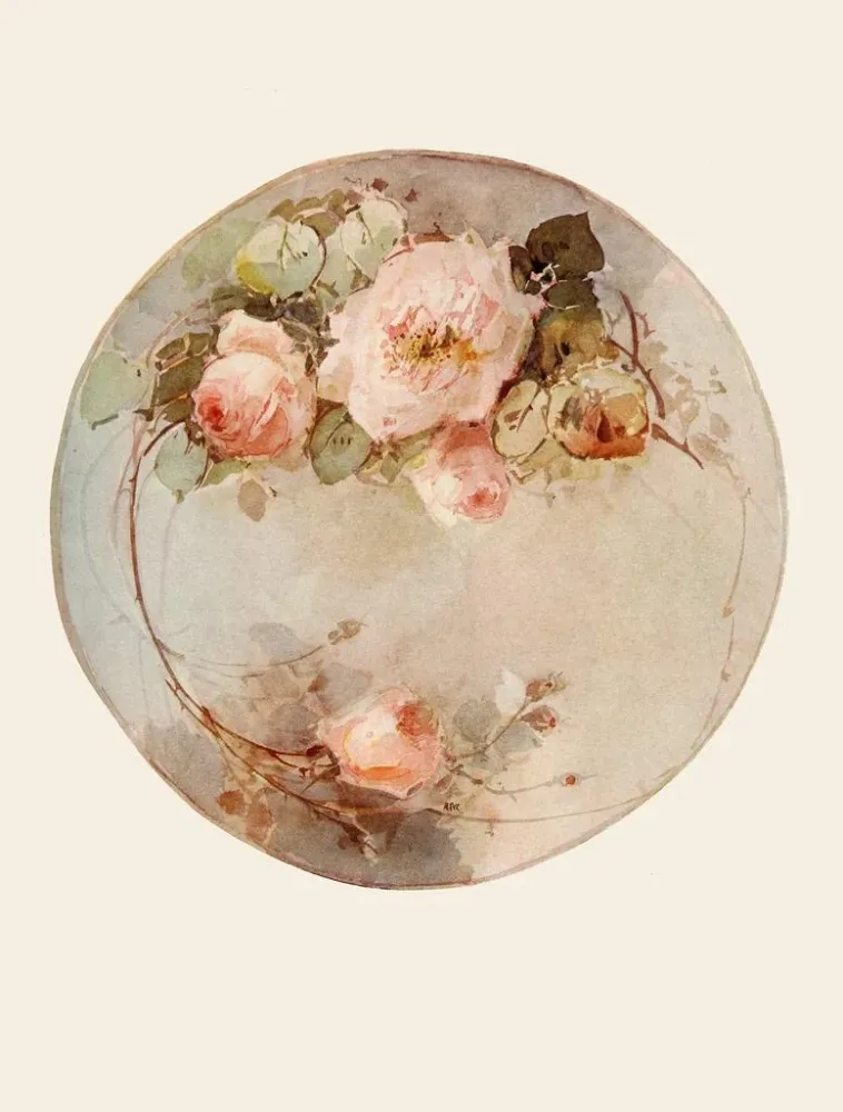 Gemälde Assiette rose - Adeline More | Kunstdruck