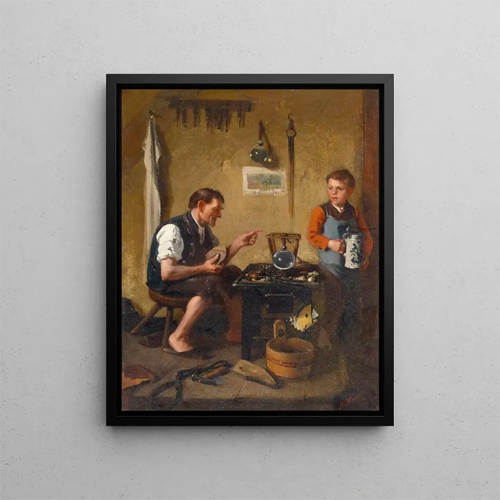 Gemälde Bei dem Schuhmacher - Adolf Werner | Kunstdruck