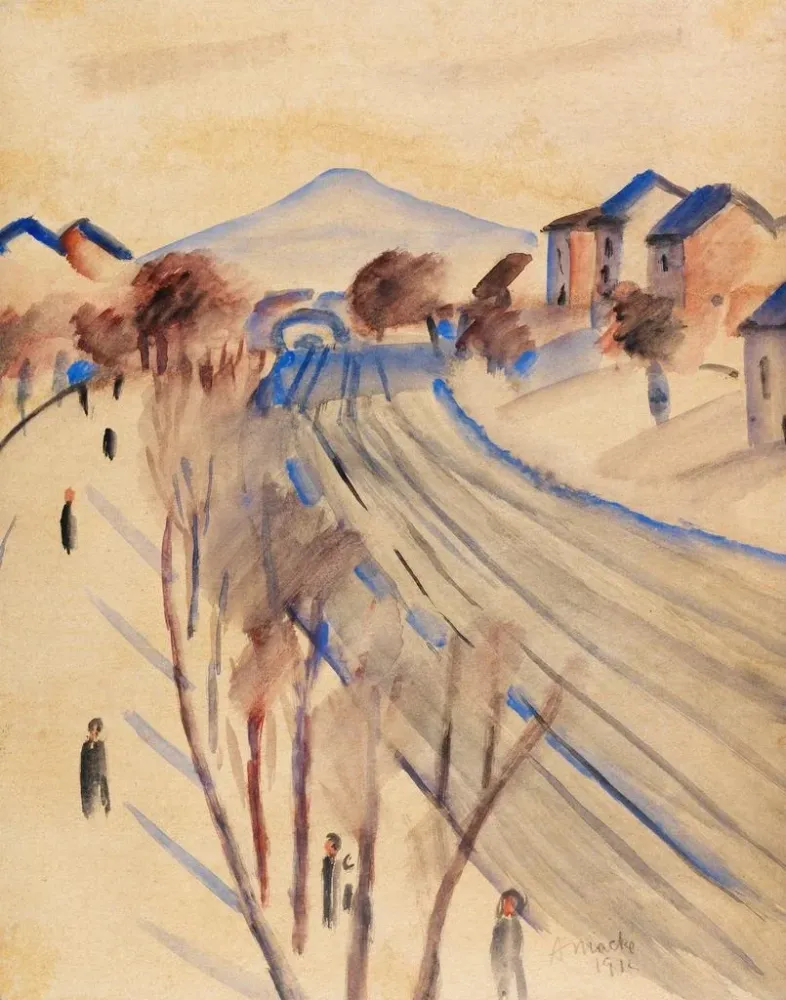 Gemälde Berg mit Eisenbahnlinien II - August Macke | Kunstdruck