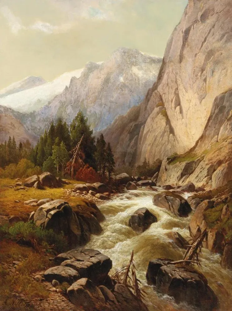 Gemälde Bergbach - Alois Wolf