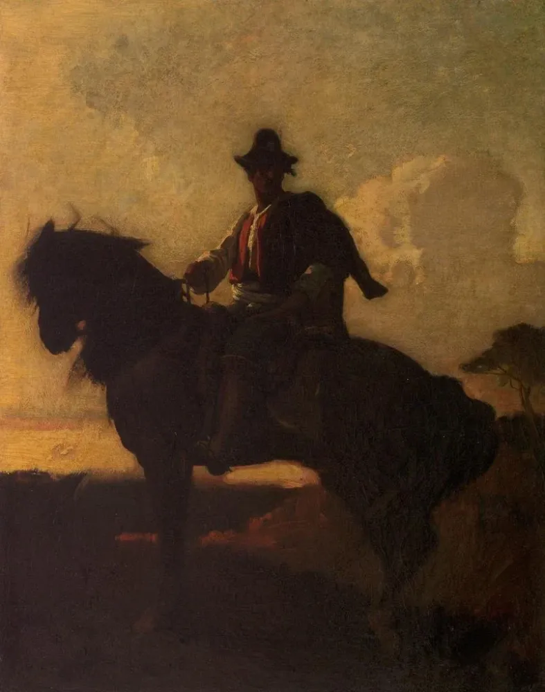 Gemälde Berger und Pferd der Landschaft von Rom - François Nicolas Chifflart | Kunstdruck
