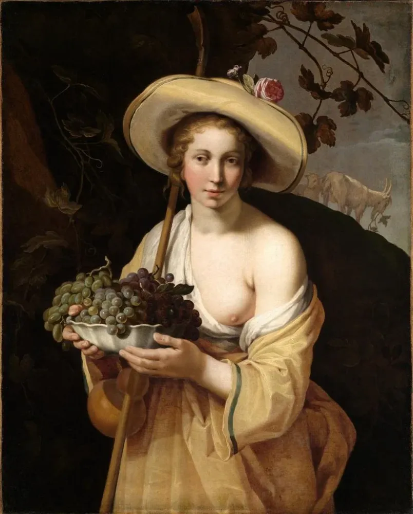 Gemälde Bergère mit einer Schüssel Trauben - Abraham Bloemaert | Kunstdruck