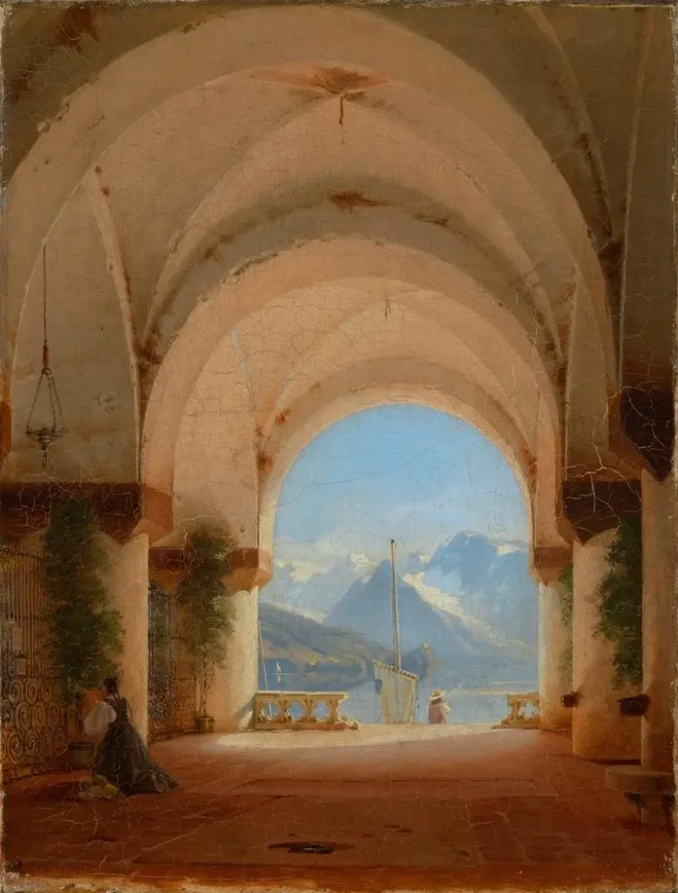 Gemälde Blick von einem Klosterhof - August von Bayer