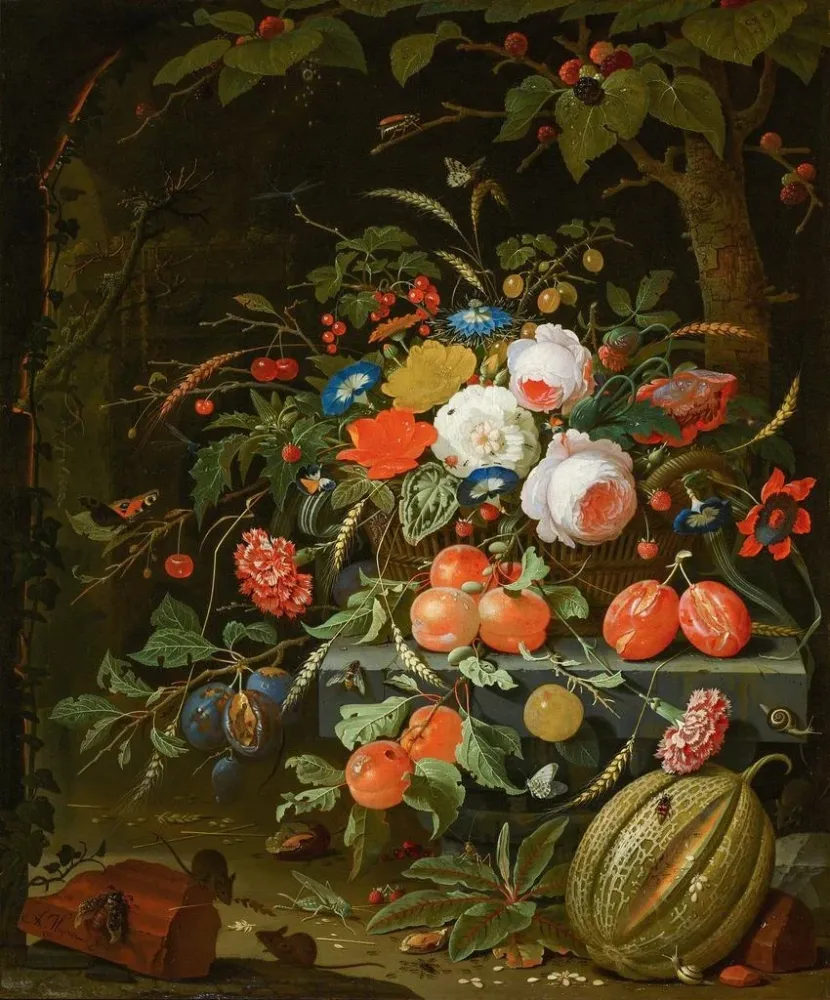 Gemälde Blumen und Früchte - Abraham Mignon | Kunstdruck