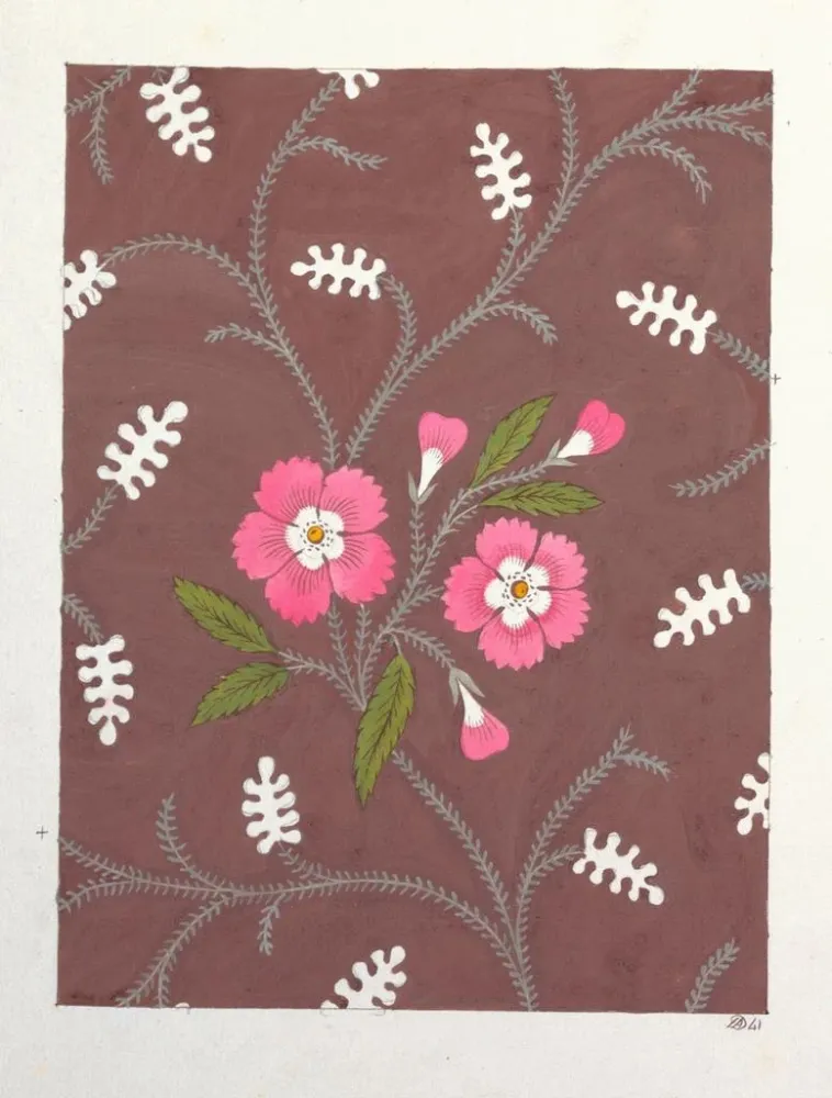 Gemälde Blumenmuster für bedruckten Stoff Pl XL - Anonym | Kunstdruck