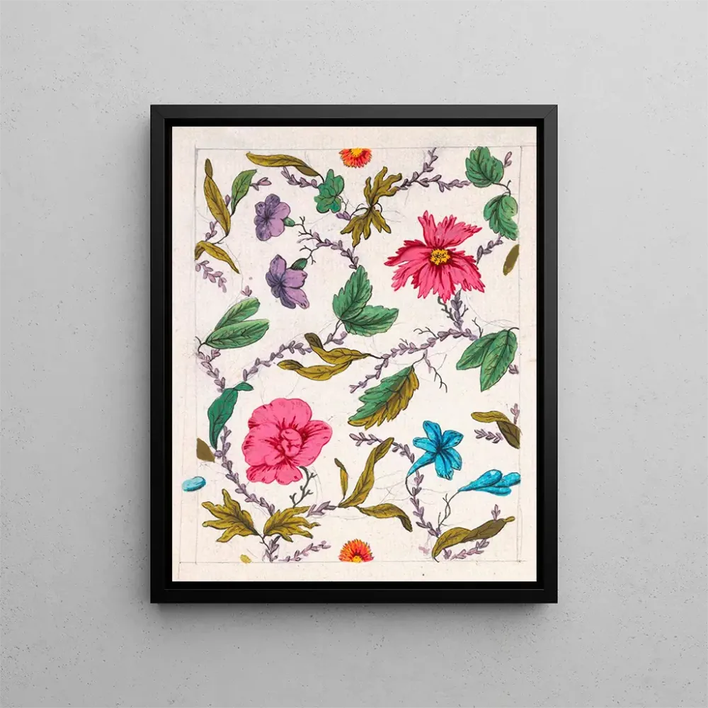 Gemälde Blumenmuster für bedruckten Stoff Pl VI - Anonym | Kunstdruck