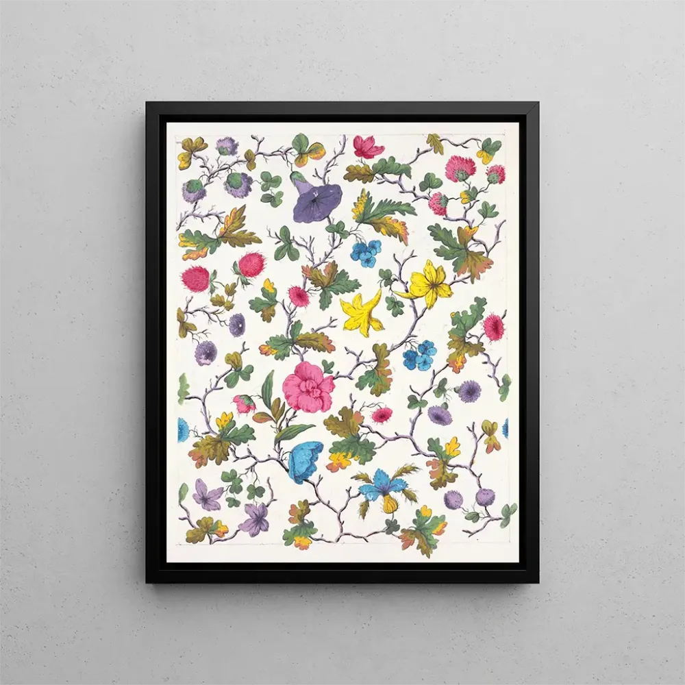 Gemälde Blumenmuster für bedruckten Stoff Pl XX - Anonym | Kunstdruck