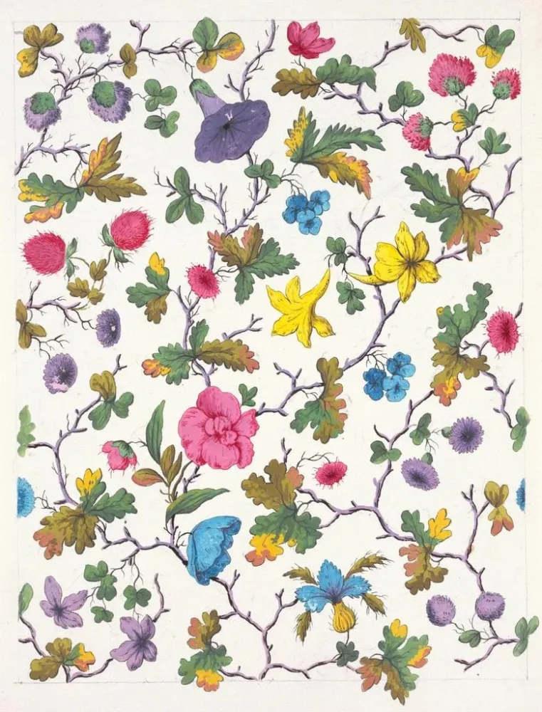 Gemälde Blumenmuster für bedruckten Stoff Pl XX - Anonym | Kunstdruck