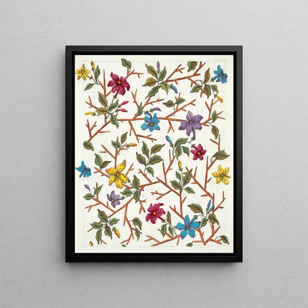Gemälde Blumenmuster für bedruckten Stoff Pl XIX - Anonym | Kunstdruck