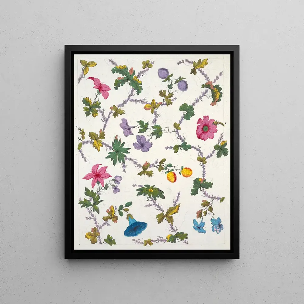 Gemälde Blumenmuster für bedruckten Stoff Pl. XXI - Anonym | Kunstdruck