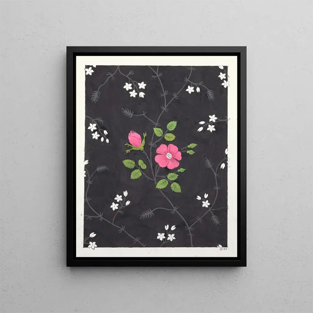 Gemälde Blumenmuster für bedruckten Stoff Pl XXXIX - Anonym | Kunstdruck