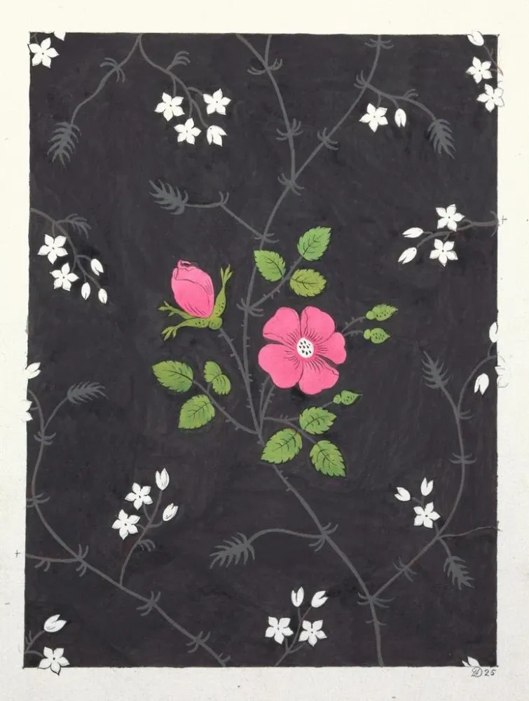 Gemälde Blumenmuster für bedruckten Stoff Pl XXXIX - Anonym | Kunstdruck