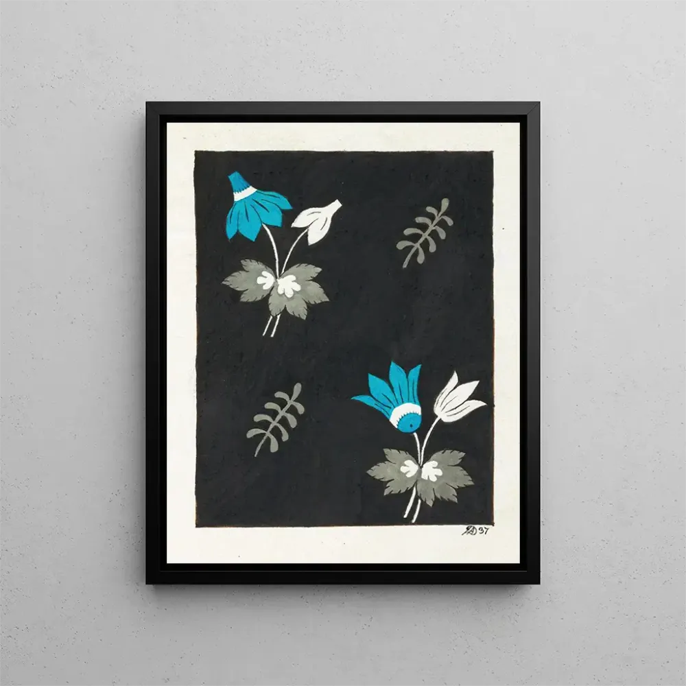 Gemälde Blumenmuster für bedruckten Stoff Pl XXXVI - Anonym | Kunstdruck