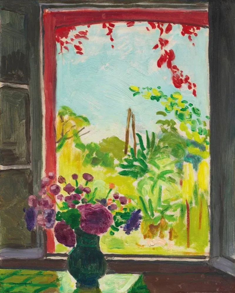 Gemälde Blumenstrauß auf einem Tisch vor dem Fenster Méricourt - Albert Marquet | Kunstdruck