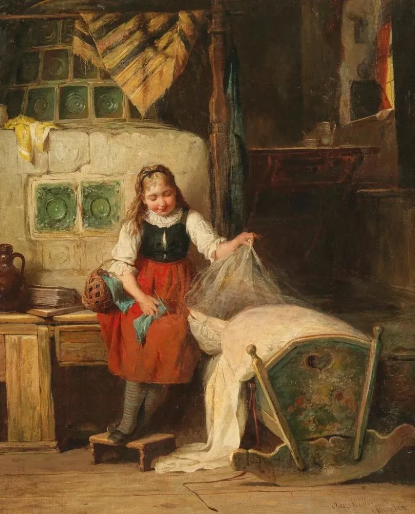 Gemälde Brüderliche Liebe - August Müller | Kunstdruck
