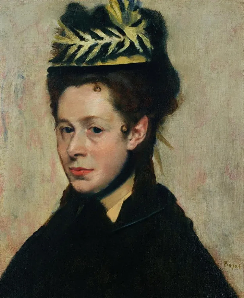 Gemälde Buste de femme au chapeau de plumes - Edgar Degas | Kunstdruck